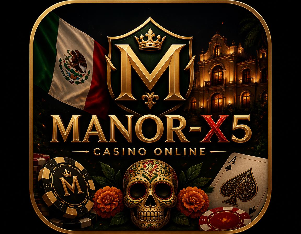 MANOR-X5 - mobile app welcome visual MANOR-X5 mobile app scene with an Android phone, coins, and gaming interface elements